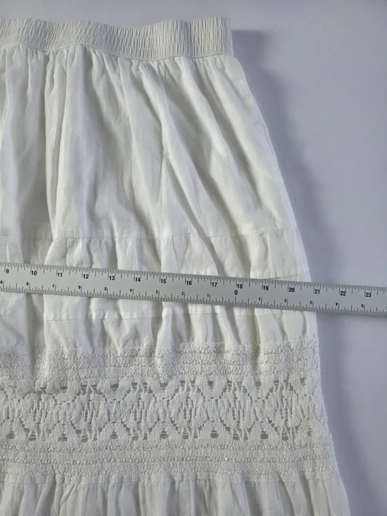 Vintage St John’s Bay White Lace Midi Skirt Cotton Boho Size M Elastic - Picture 6 of 10